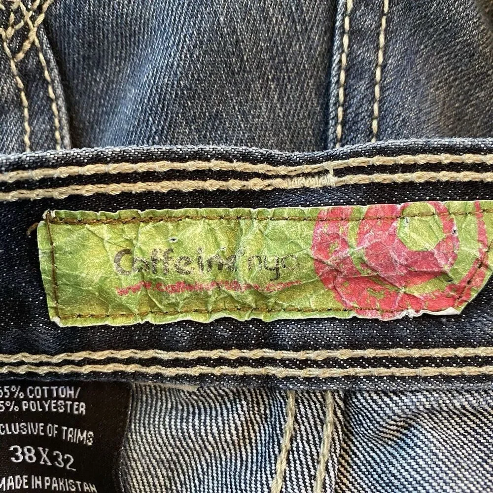 Caffeine NYC Jeans Mens 38x32 Downtown Slim Button Fly Flap Zip Back‎ Pockets